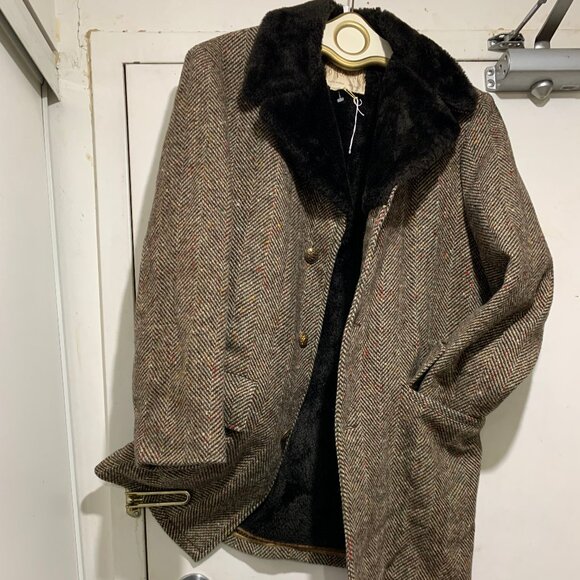 VINTAGE B ALTMAN & CO SHERPA LINED TWEED TRENCH COATS SIZE 38/S - Picture 4 of 15